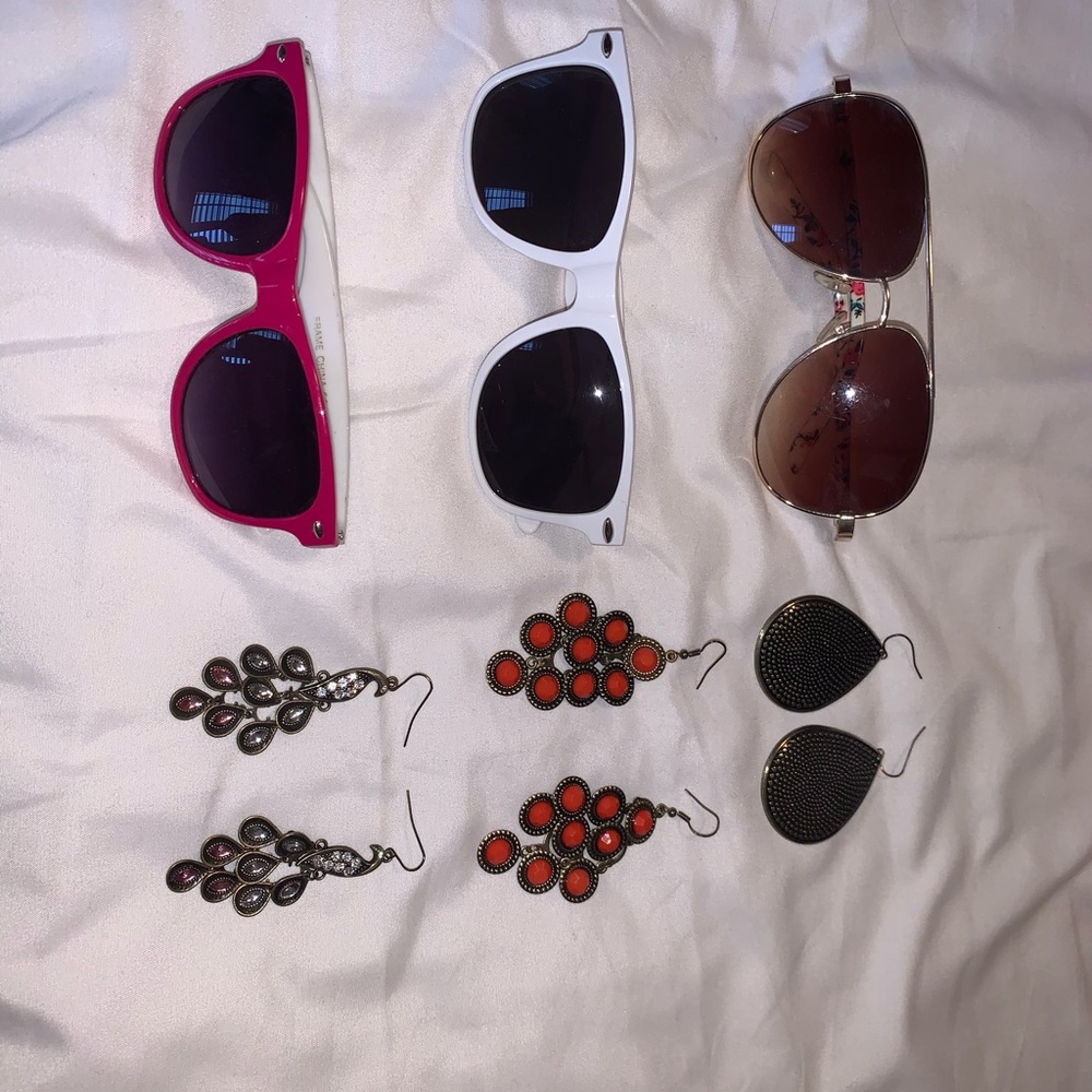 3 sets of earring and 3 sunglasses package